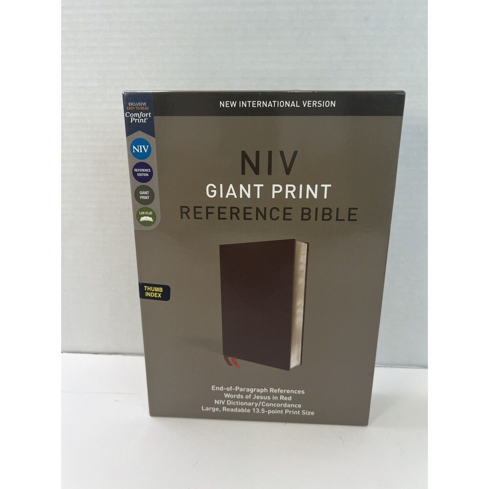 NIV, Reference Bible, Giant Print, Imitation Leather, Brown, Red Letter Edition,
